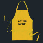 Delantal Latke Chef Apron<br><div class="desc">¡No a todo el mundo le encantan los lagos en Chanukah! Este es un gran regalo para el chef Latke, la persona a la que le encanta hacer los lagos Chanukah, esos tortitas de patata cargadas de calorías que a todos les encanta comer con manzanas o crema agria. ¡Feliz Chanukah!...</div>