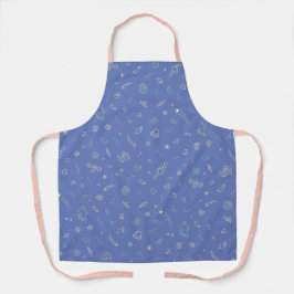 Delantal Lavanda Azul Patrón Doodle Espacial
