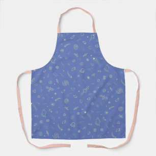 Delantal Lavanda Azul Patrón Doodle Espacial