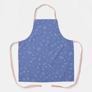 Delantal Lavanda Azul Patrón Doodle Espacial