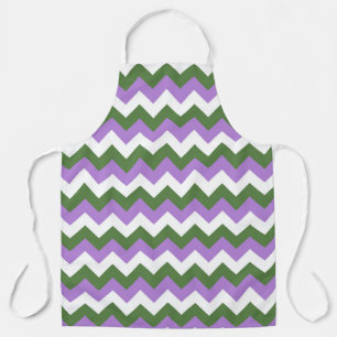 Delantal Lavanda, Chevron verde y blanco Zigzag