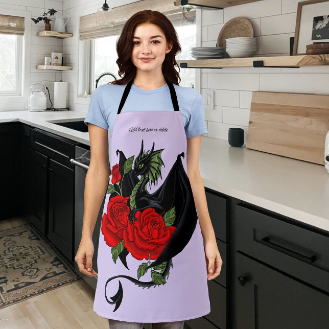 Delantal Lavanda de rosas rojas de dragón negro (Subido por el creador)
