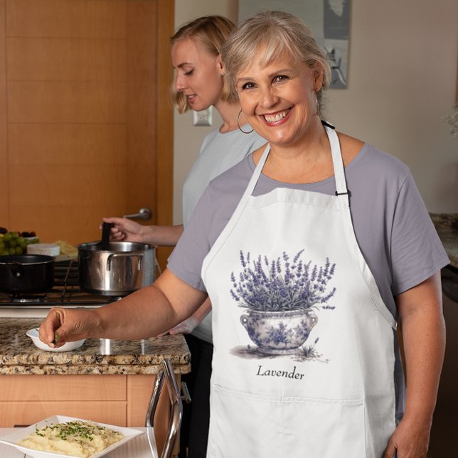 Delantal Lavanda en azul Delft, personalizable (Subido por el creador)