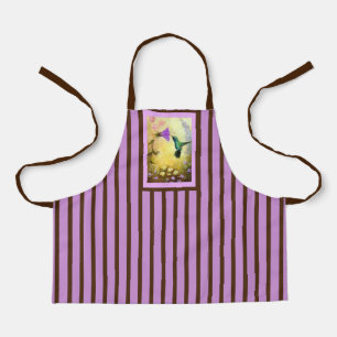 Delantal Lavanda infantil y colibrí rayado marrón Apron