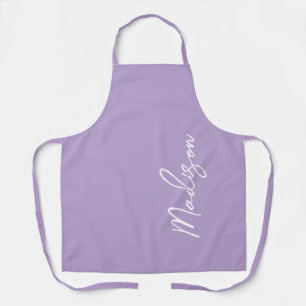 Delantal Lavanda personalizada Purple Modern Script Mujeres