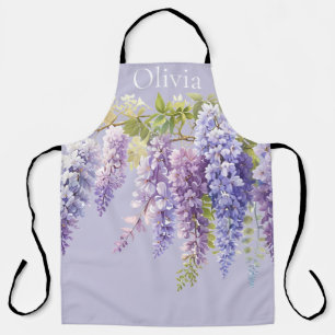 Delantal Lavanda púrpura acuarela glicinia floral lilac