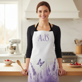 Delantal Lavender Butterfly Monogrammed Chef
