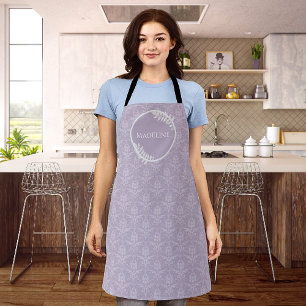 Delantal Lavender elegante Damask Apron personalizado