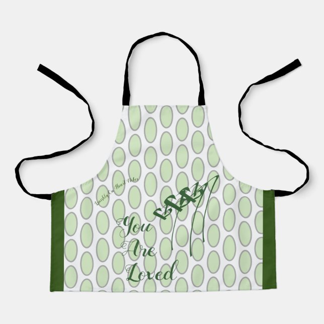 Delantal LavishlyOn Green Eres Loved Heart Notes (Anverso)