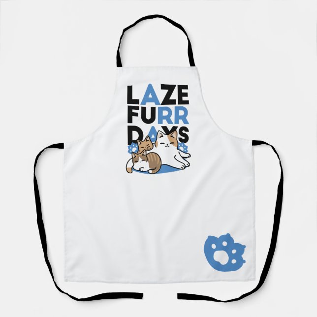 Delantal Laze Furr Days - Diseño de gatos perezosos (Anverso)