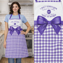 Delantal Lazo de gingham morado elegante y divertido