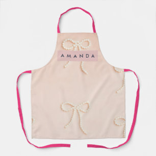 Delantal Lazo de perla elegante personalizado en suave rubo