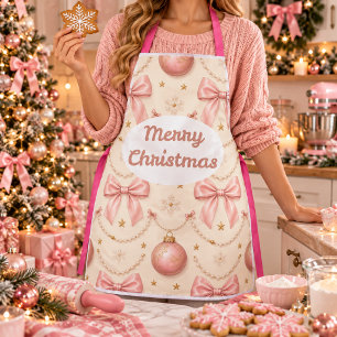 Delantal lazo y perlas rosa coqueta navidad