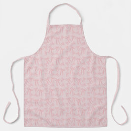 Delantal Lazos de cinta rosa boho sobre fondo rosa suave