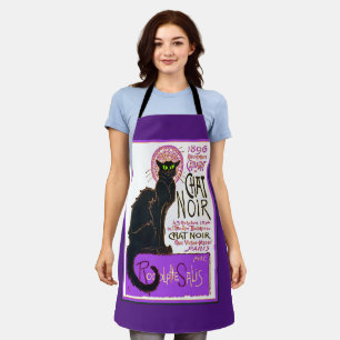 Delantal Le Chat Noir, el gato negro en morado,