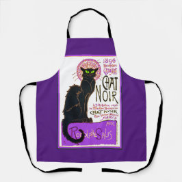 Delantal Le Chat Noir, el gato negro en morado,