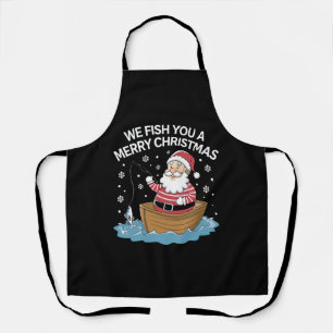 Delantal Le Deseamos una Feliz Navidad Pescador Pescando 