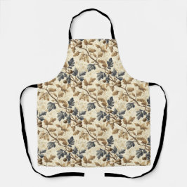 Delantal Leaf de roble vintage | Elegante azul y oro