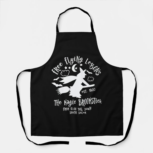Delantal Lecciones de vuelo de Broomstick de baño de bruja  (Anverso)