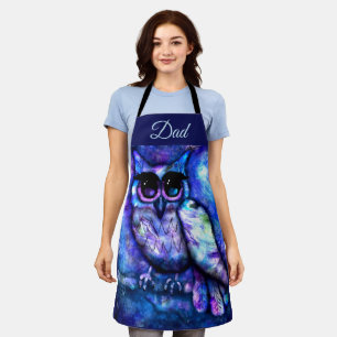 Delantal Lechuza abstracta caprichosa morada azul