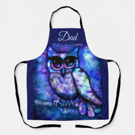 Delantal Lechuza abstracta caprichosa morada azul
