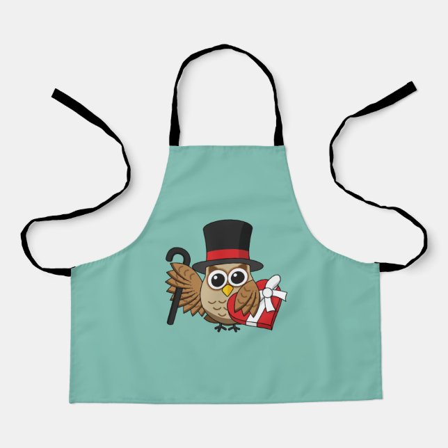 Delantal Lechuza sofisticada con caja de chocolate para el  (Anverso)