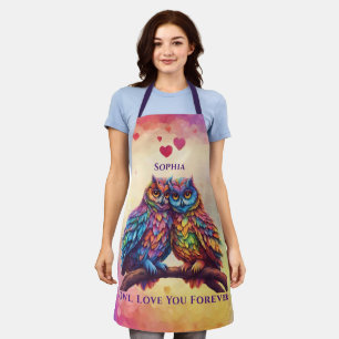 Delantal Lechuzas coloridas-Amantes-Regalo El día de San Va