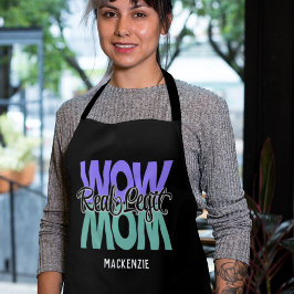 Delantal Legit real Wow Mamá Imprimir Apron (Morado y Verde