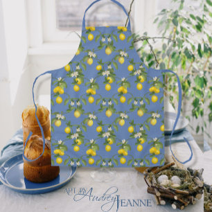 Delantal Lemon Citrus Trellis Campo Francés Azul