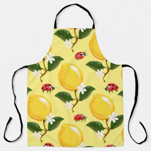 Delantal Lemon Ladybug: Patrón amarillo tropical.