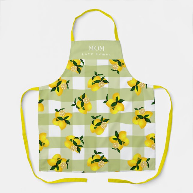 Delantal Lemon Moda Green Gingham (Anverso)