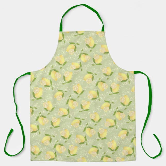 Delantal Lemon Motif Love Olive (Anverso)