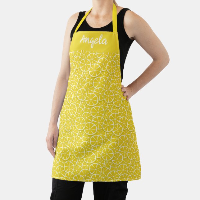 Delantal Lemon Slices, Apron personalizado amarillo (in situ)