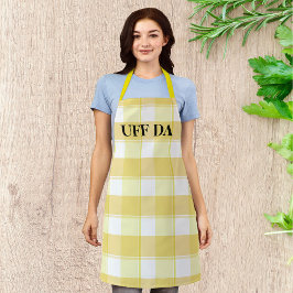 Delantal Lemon Yellow Check Farmhouse Uff Da