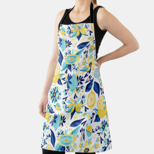Delantal Lemones Azules Y Amarillos