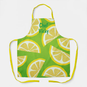 Delantal Lemones personalizados en un fondo verde limón