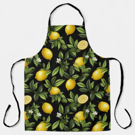Delantal Lemones vivos sobre fondo negro