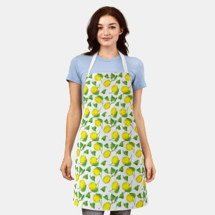 Delantal Lemons Citrus Fruit Watercolor Leaks
