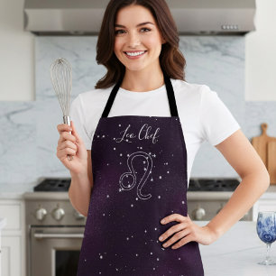 Delantal Leo Zodiac Rótulo Astrología Púrpura Galaxia Apron