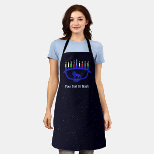 Delantal León azul Menorah