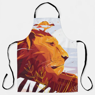 Delantal León majestuoso en safari Rey de bestias mentiendo