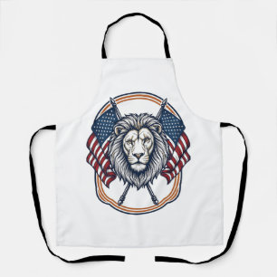 Delantal León Patriótico con Banderas Americanas Vintage