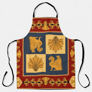 Delantal Leones dorados: diseño de pañuelos Art Nouveau