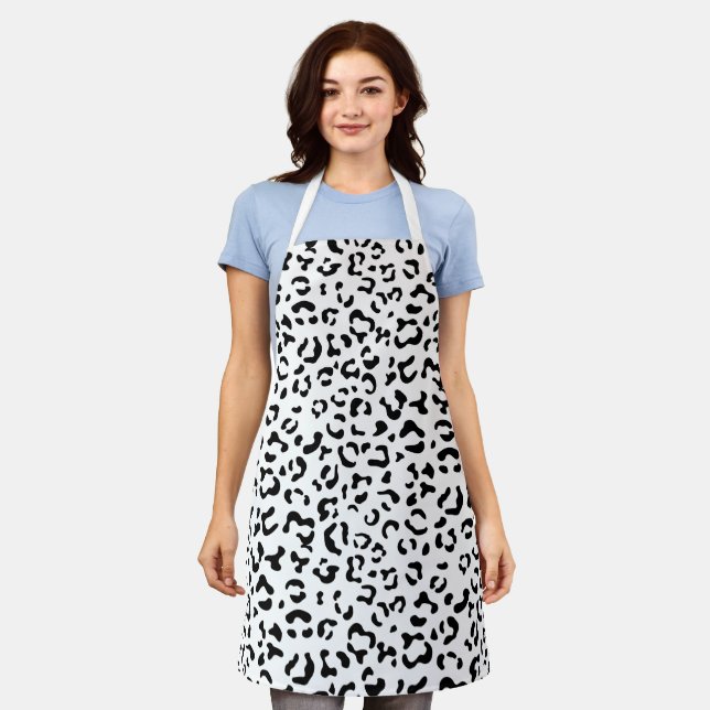 Delantal Leopard Print, Leopard Spots, Negro Y Blanco (Gastado)