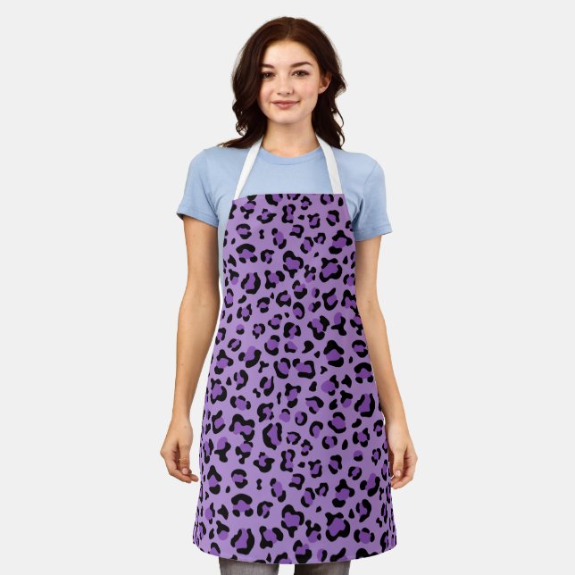 Delantal Leopard Print, Leopard Spots, Purple Leopard (Gastado)