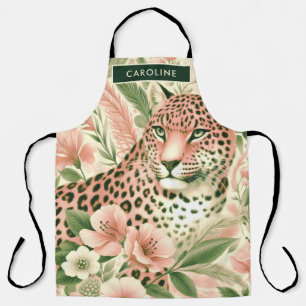 Delantal Leopardo de la selva floral vintage
