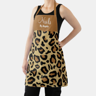 Delantal Leopardo de Nail Tech Manicurista Personalizado