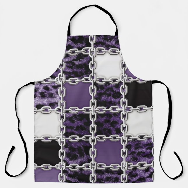 Delantal Leopardo ultravioleta sin foco y cadena de plata (Anverso)