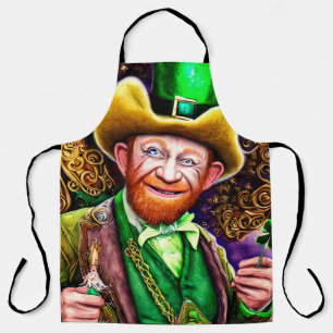 Delantal Leprechaun verde alegre con tubos de Shamrock
