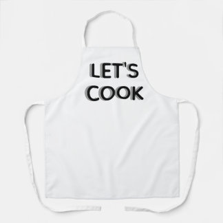 Delantal  “Let’s Cook” White Apron – Motivational Chef Quot